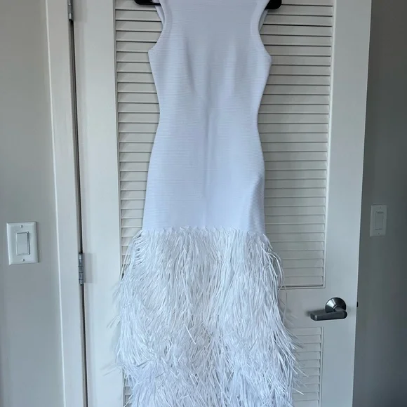 Aje Rushes Knit Midi Dress. Size XS. White - Picture 2 of 5